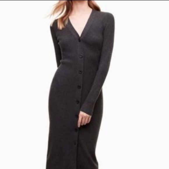 Wilfred Charcoal Button-Down Midi Dress - Picture 2 of 9